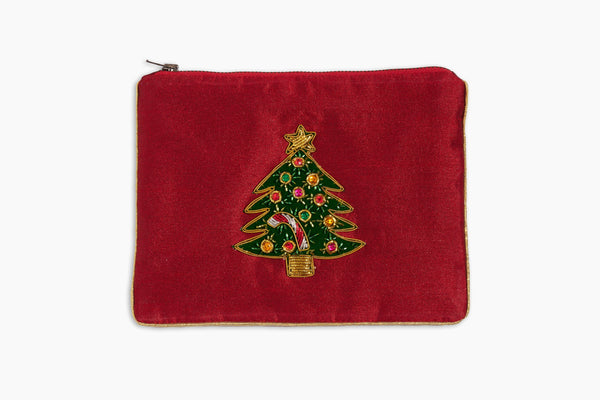 Photo of the Ornament Tree Zipper Pouch ensemble.