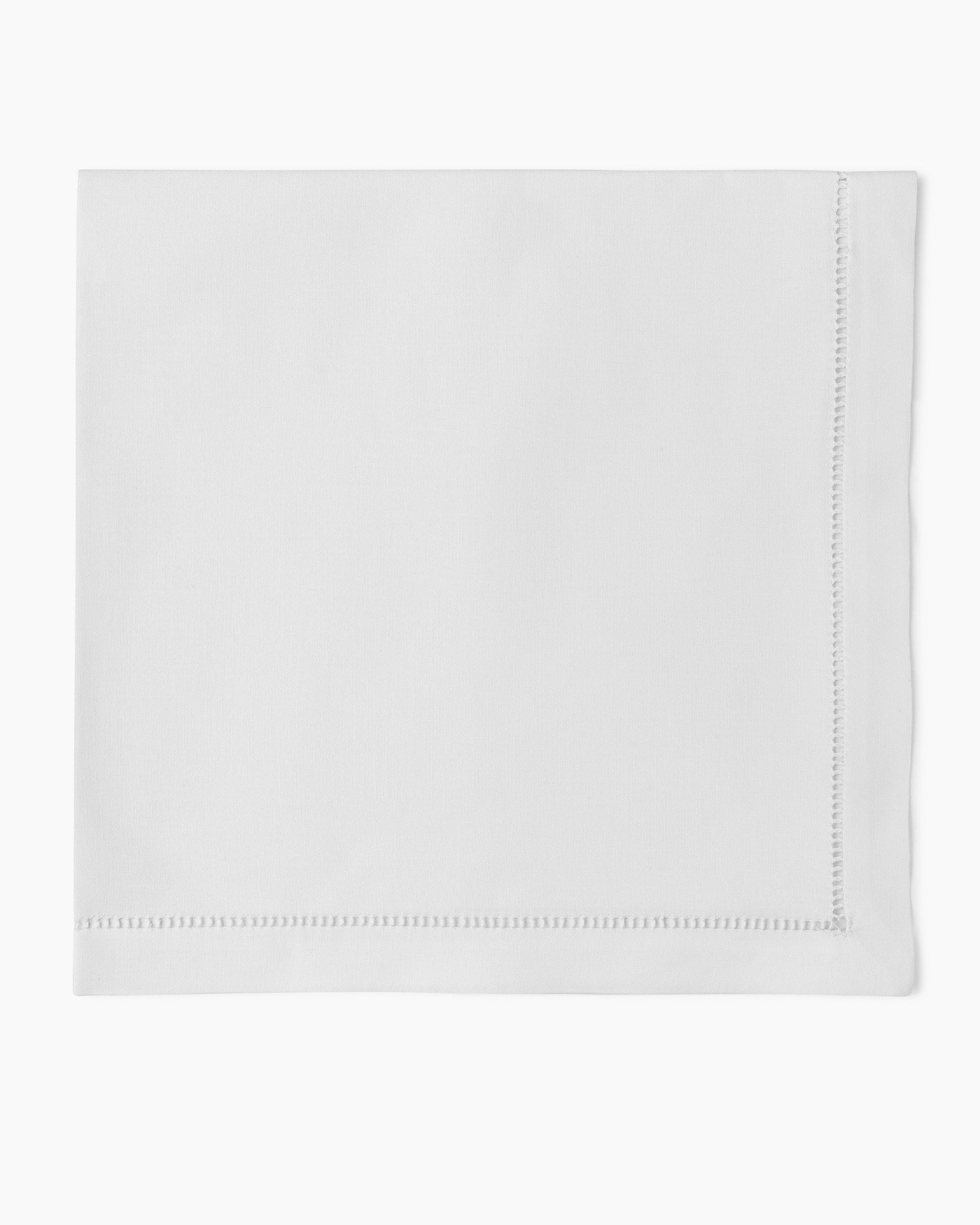 Henry Handwork Pure Cotton dinner napkin in white with hemstitch border detail.