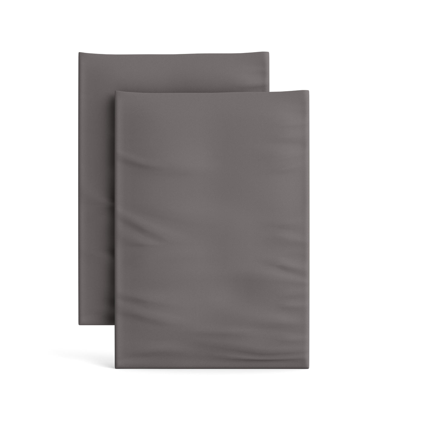 Ann Gish Ready-to-Bed 2.0 pillowcases in charcoal, pair shown on white background.