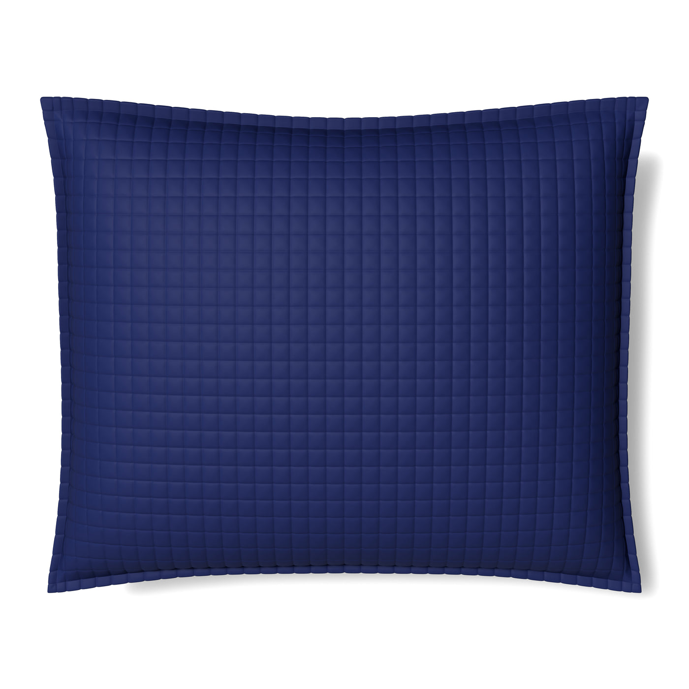 Ann Gish Ready-to-Bed 2.0 quilted pillow in navy with grid-stitched texture.