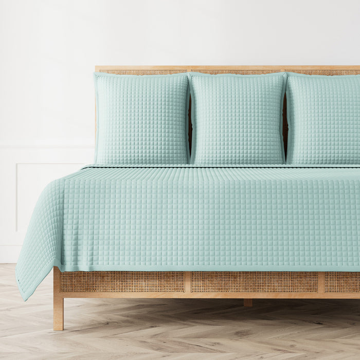 Photo of the Ready-to-Bed 2.0 | Quilted Coverlet ensemble.