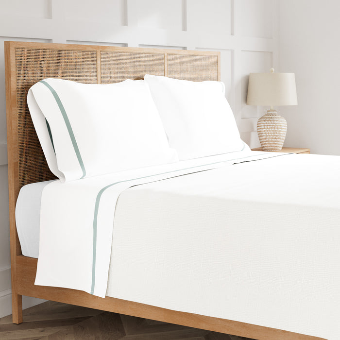 Photo of the Ready-to-Bed 2.0 | Cotton & Trim Sheet Set ensemble.