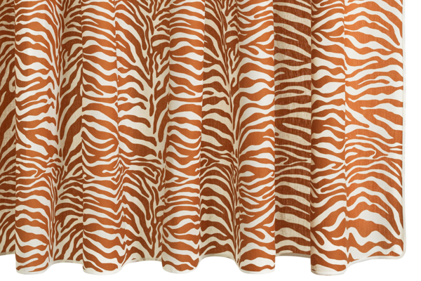 Curtain with orange and white zebra pattern