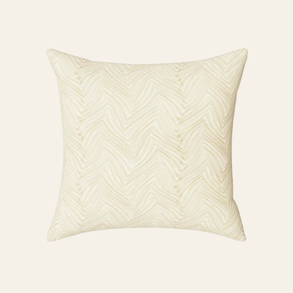 Ann Gish Retortoli pillow in ivory with tonal chevron woven texture.