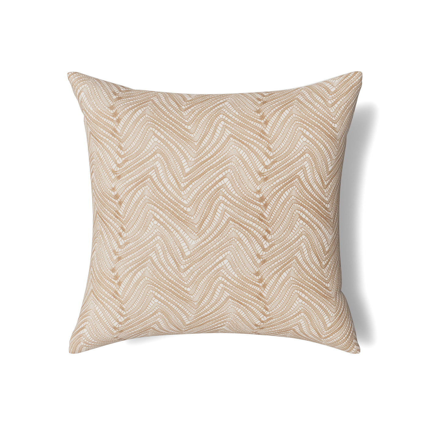 Ann Gish Retortoli pillow in champagne with tonal chevron embroidered texture detail.