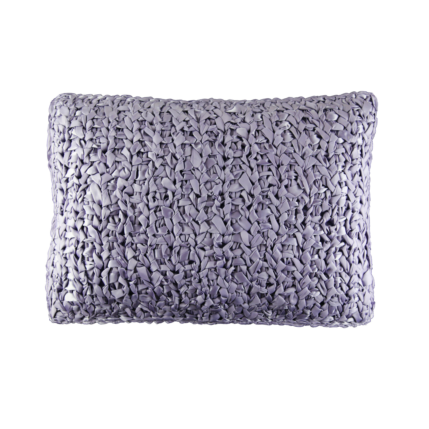 Ann Gish Ribbon Knit pillow in slate, showing chunky woven ribbon texture across full face.