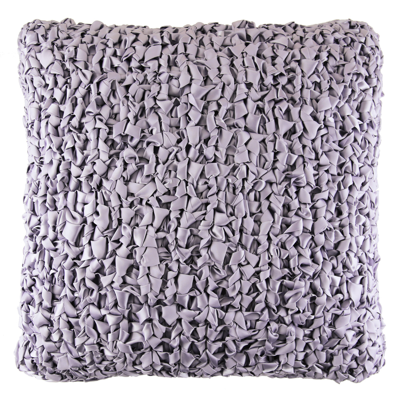 Ann Gish Ribbon Knit pillow in lavender, close-up showing textured ribbon loops across full face.