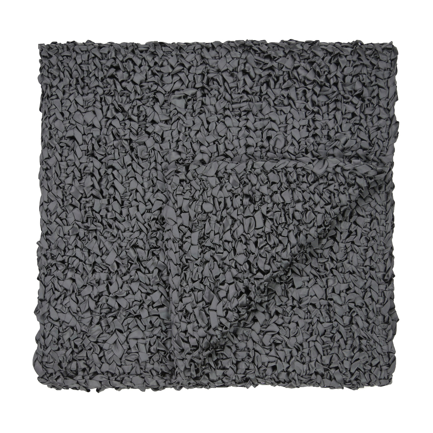 Close-up of Ann Gish Ribbon Knit Throw in charcoal, showing chunky looped texture, folded flat.