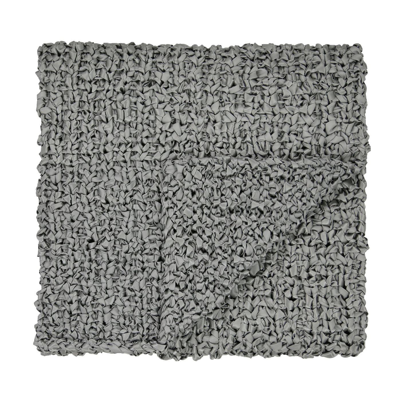 Closeup of Ann Gish Ribbon Knit Throw in grey, showing chunky looped knit texture.