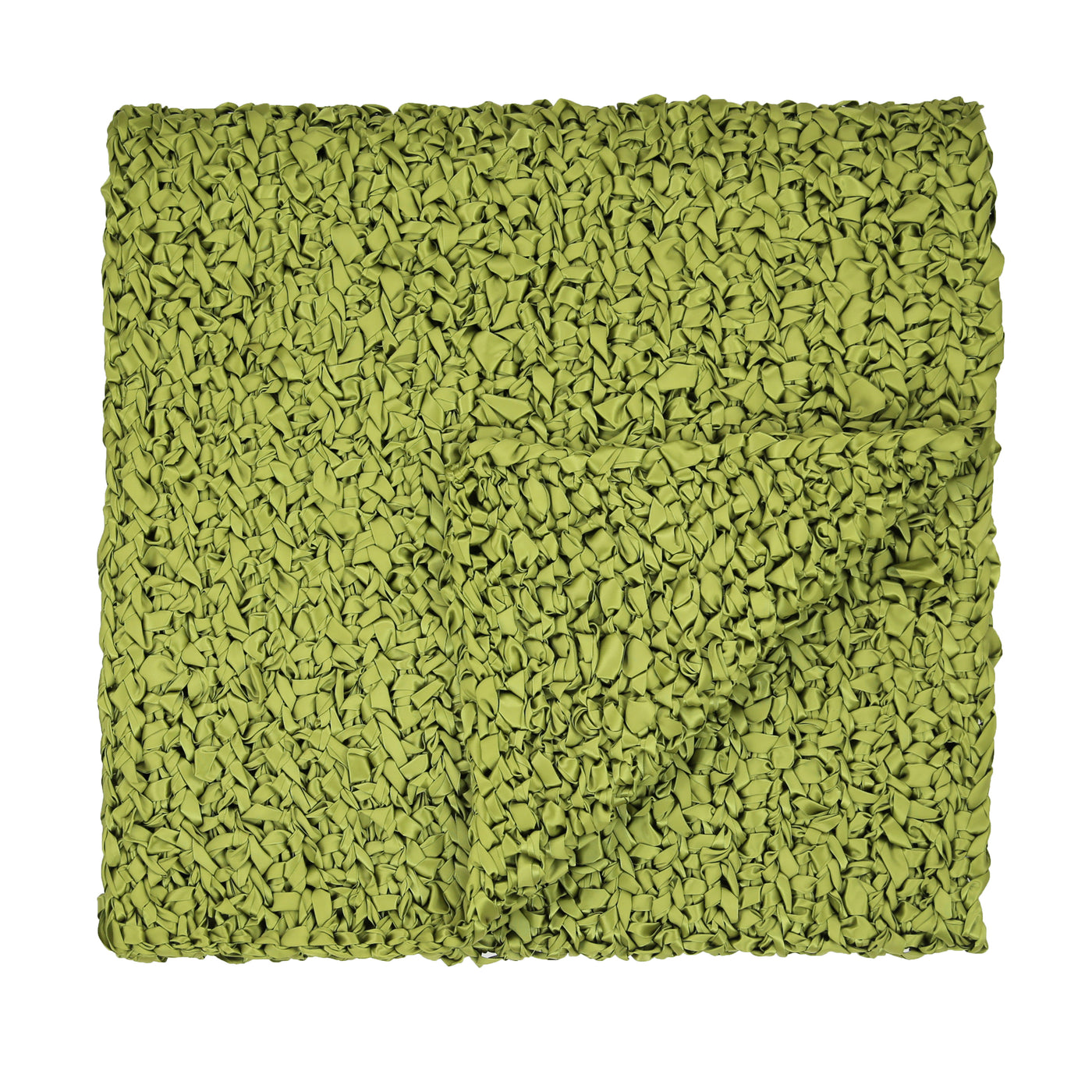 Close-up of Ann Gish Ribbon Knit Throw in chartreuse, showing chunky looped texture.
