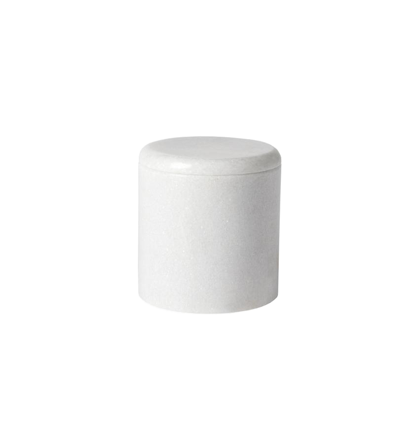 Sferra Velina Marble white ceramic storage jar with fitted lid.