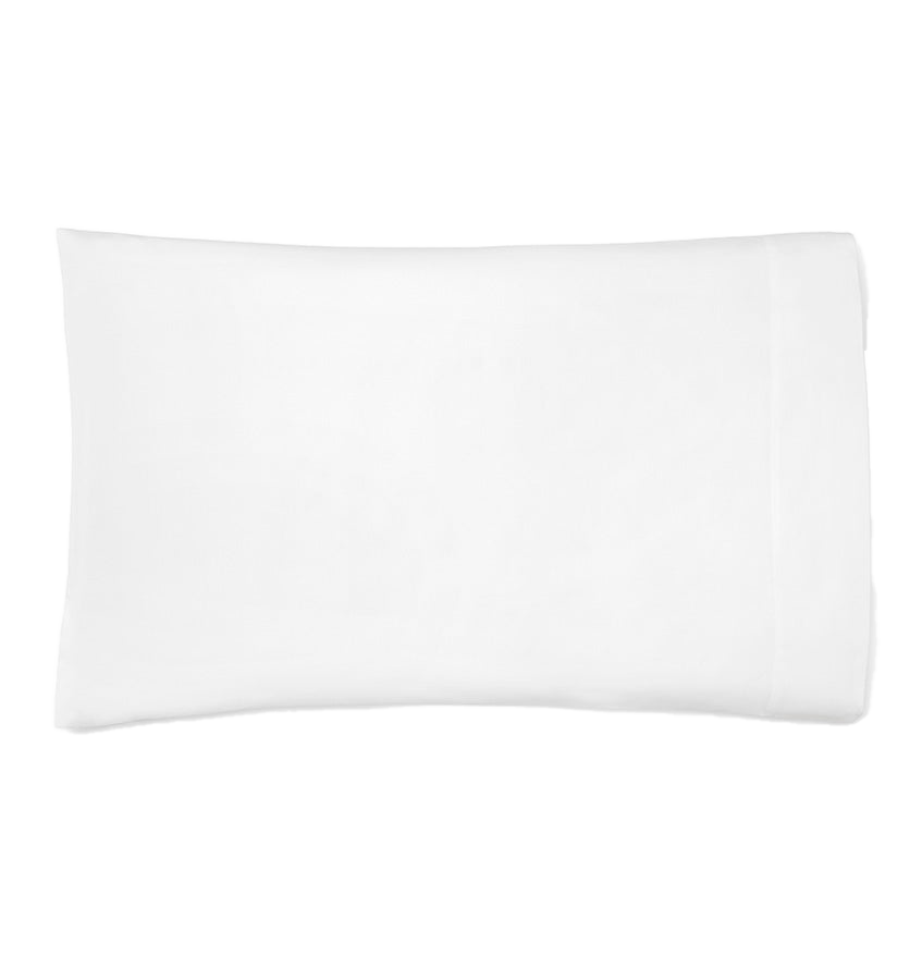Sferra Giza 45 Corto white percale pillowcase on white background.