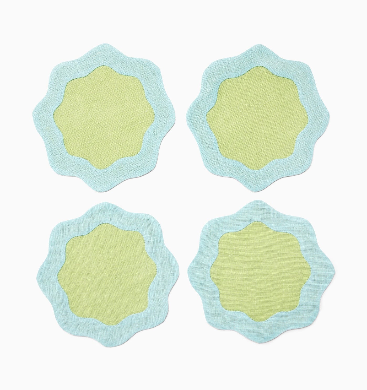 Sferra Ondulato | Cocktail Napkin Kiwi/Clearwater