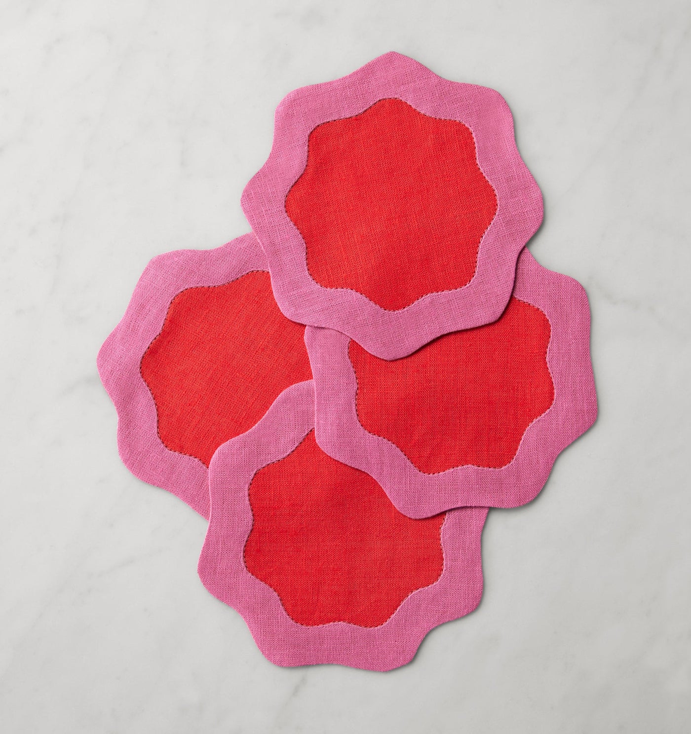 Sferra Ondulato | Cocktail Napkin Poppy/Flamingo