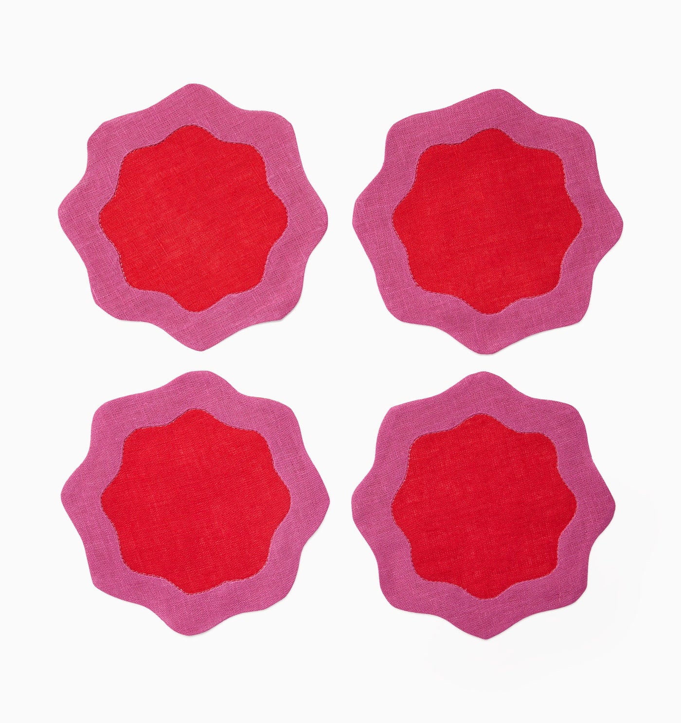 Sferra Ondulato | Cocktail Napkin Poppy/Flamingo