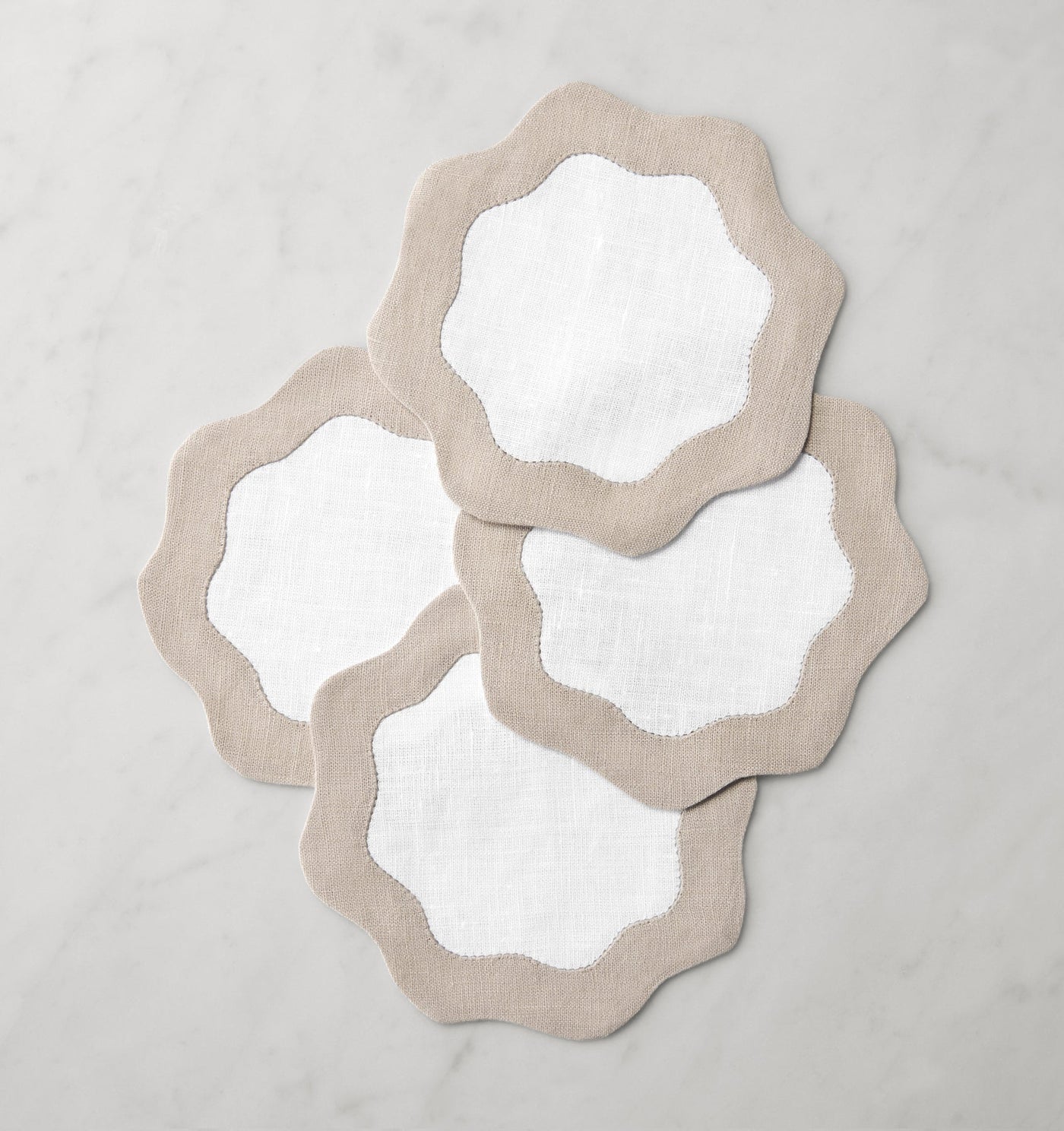 Sferra Ondulato | Cocktail Napkin White/Natural