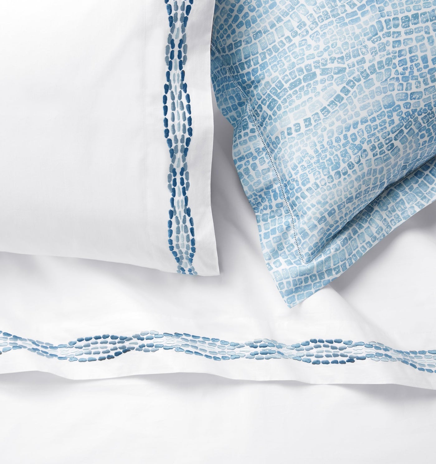 Sferra Cobblestones | Pillowcase White/Sea