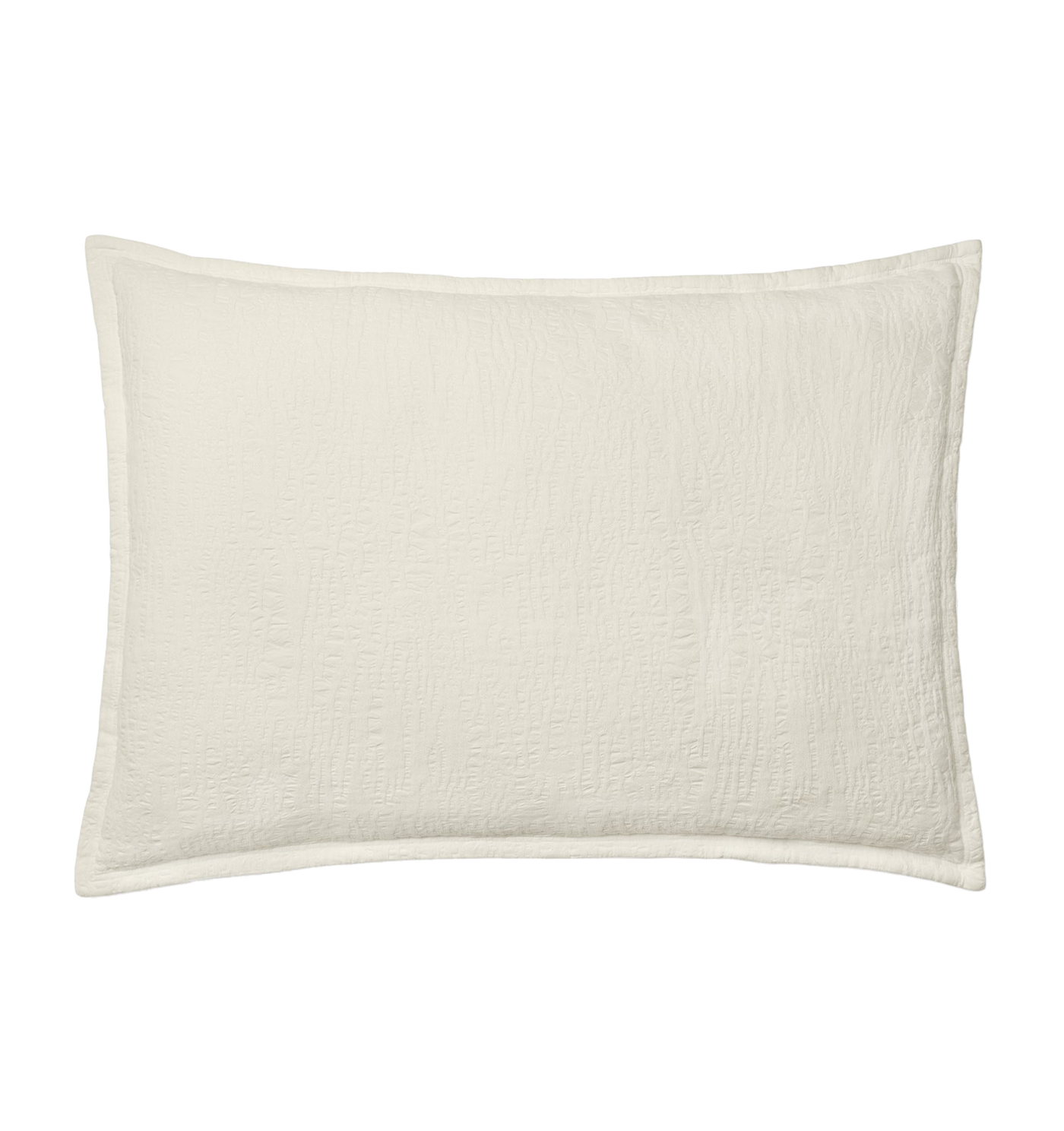 Sferra Sabino ivory matelassé sham with flanged border on white background.