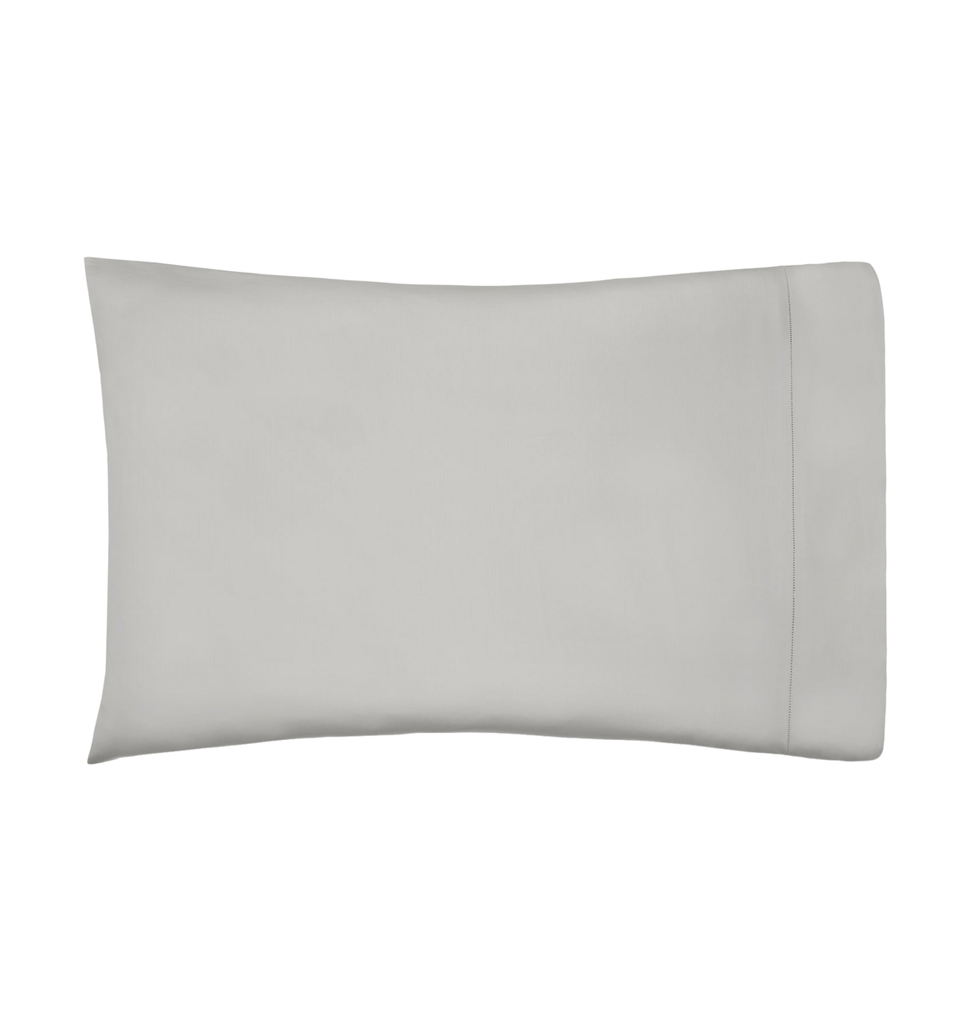 Sferra Luxor pillowcase in silver-grey sateen cotton with a hemstitch border.