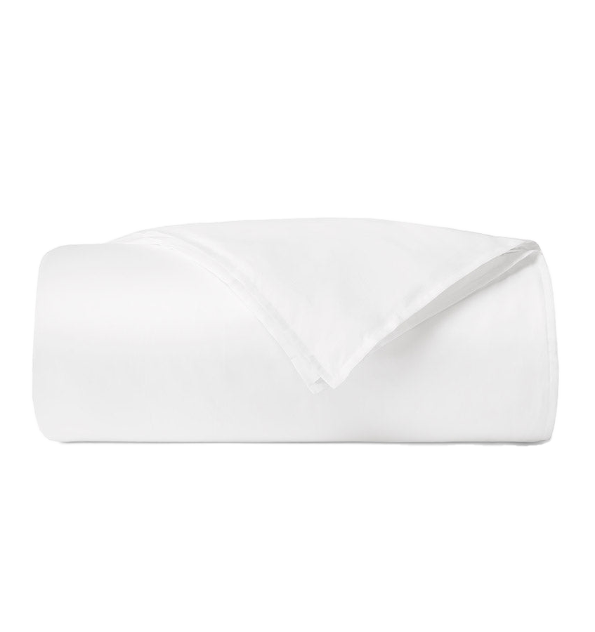 Sferra Giza 45 Corto Sateen duvet cover folded in white.