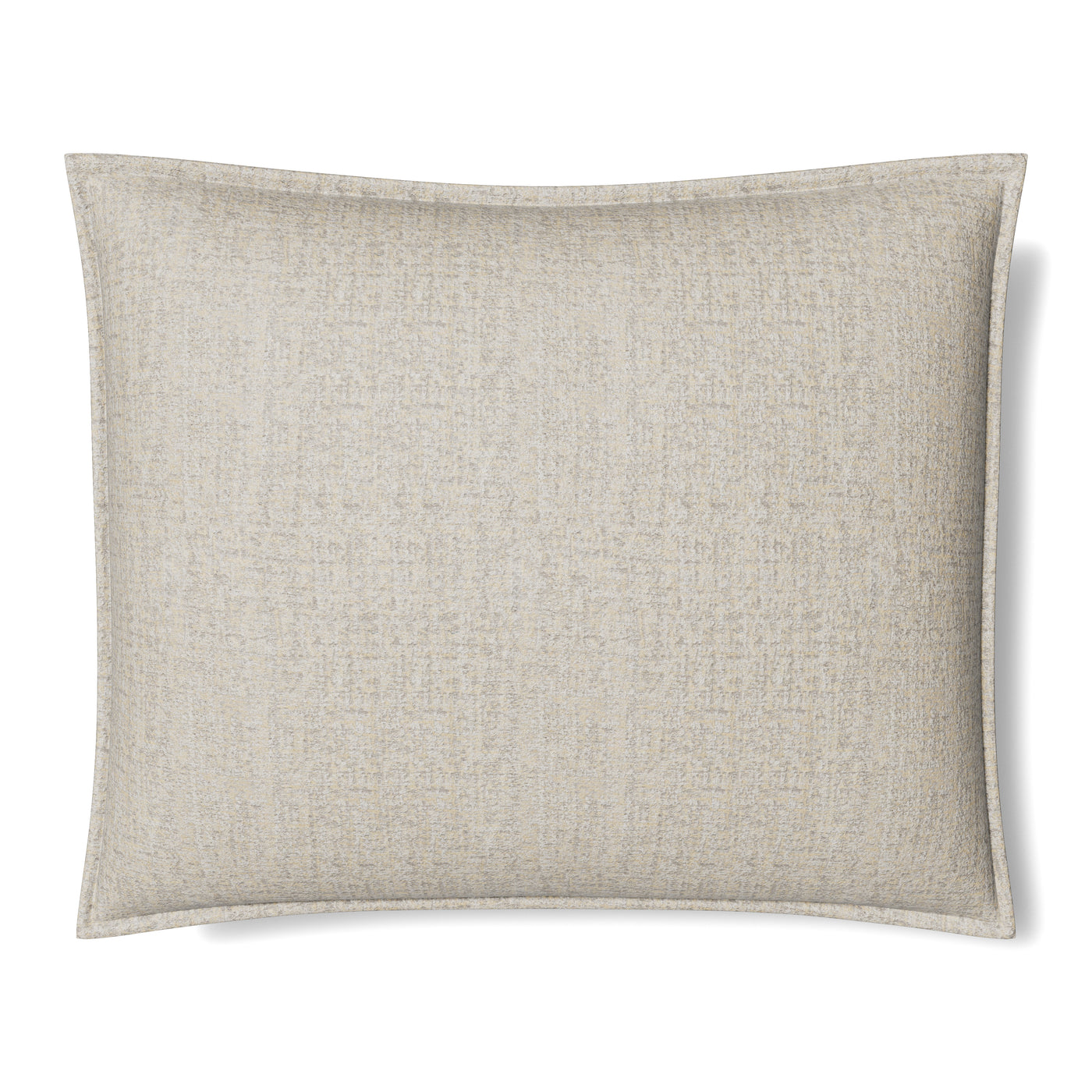 Close-up of Ann Gish Serac pillow in oatmeal, showing woven texture and flange border detail.