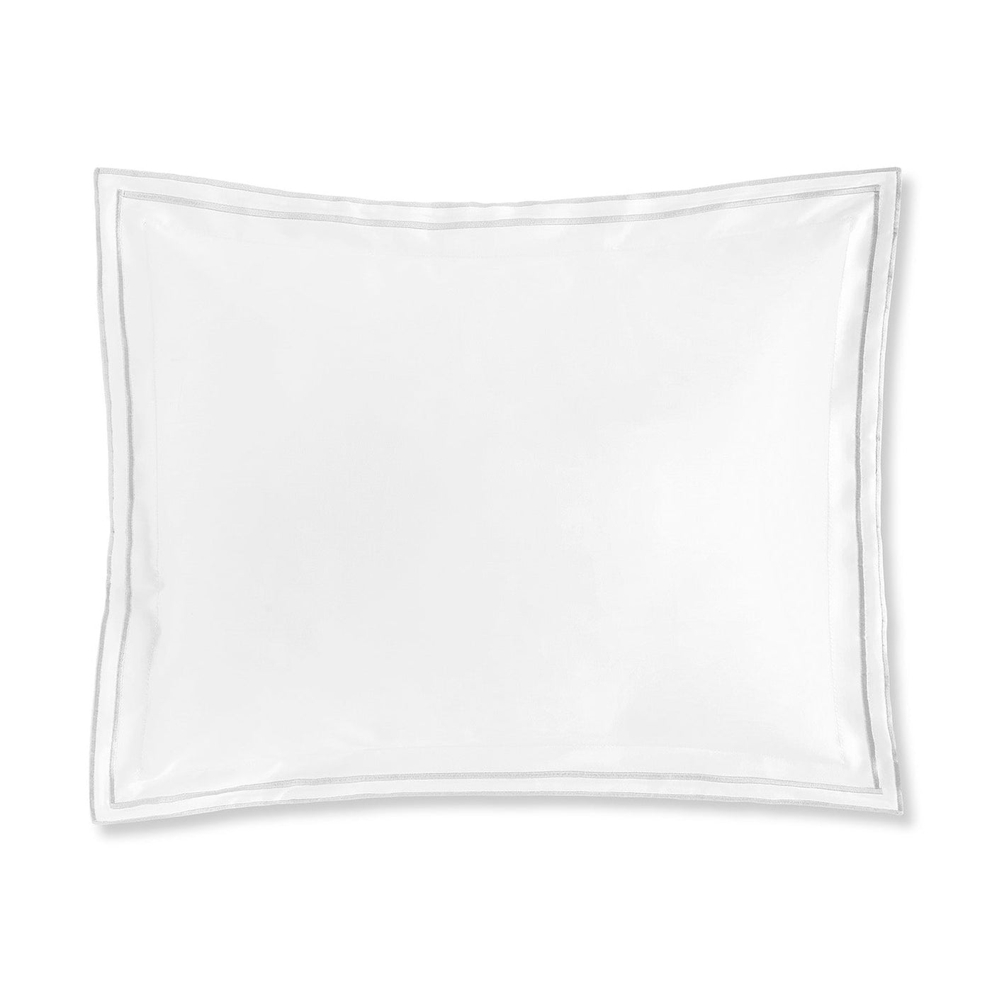 The Sereno Sateen Boudoir by Amalia Home Collection is a white rectangular Egyptian Cotton pillow with a plain border, shown on a white background—an elegant choice for luxury bedding.