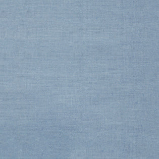Close-up of Sferra Festival tablecloth fabric in dusty blue linen weave.
