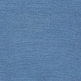 Close-up of Sferra Festival table runner fabric in cornflower blue linen texture.