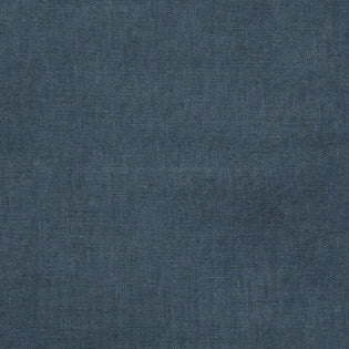 Close-up of slate blue linen fabric texture showing subtle woven weave detail.
