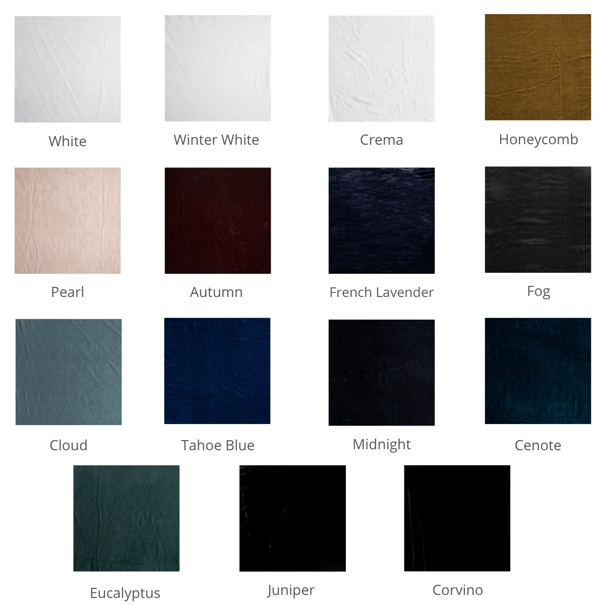Bella Notte Carmen sham colorway grid showing all 15 available color options.