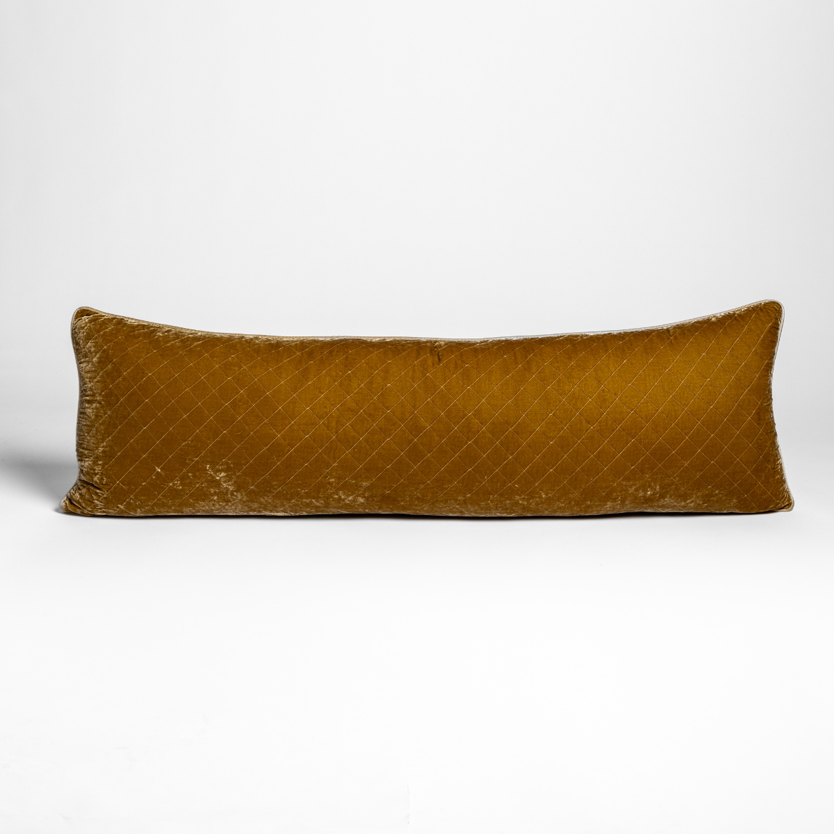 Honeycomb silk velvet quilted lumbar pillow, diamond-stitched texture, elongated silhouette.