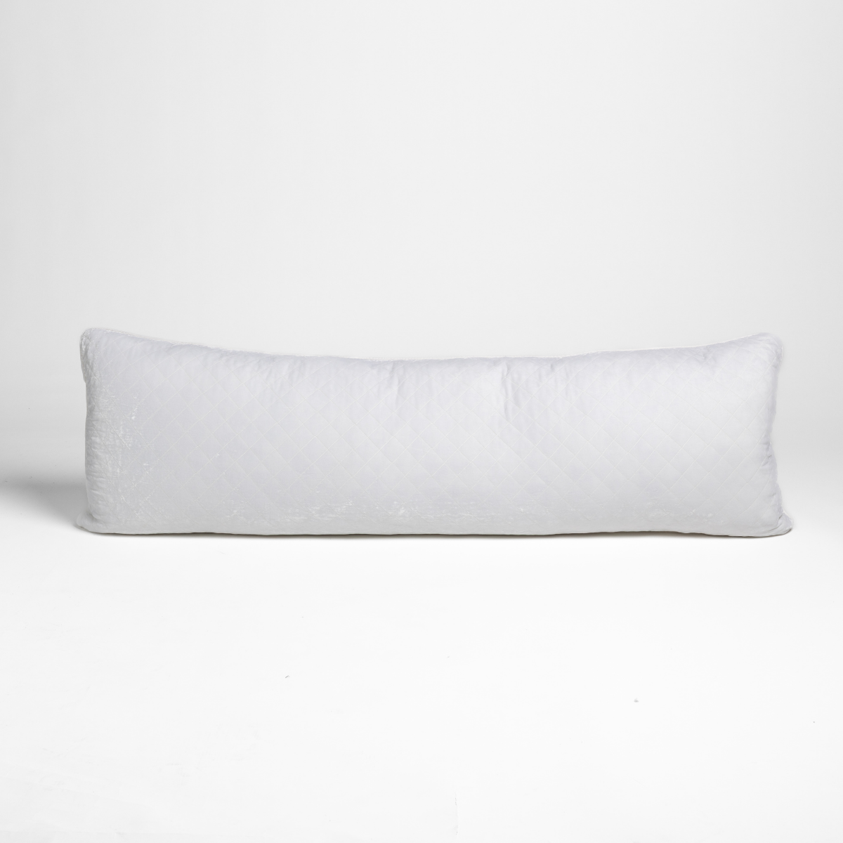 Bella Notte Silk Velvet quilted throw pillow in White, long lumbar shape against neutral background.