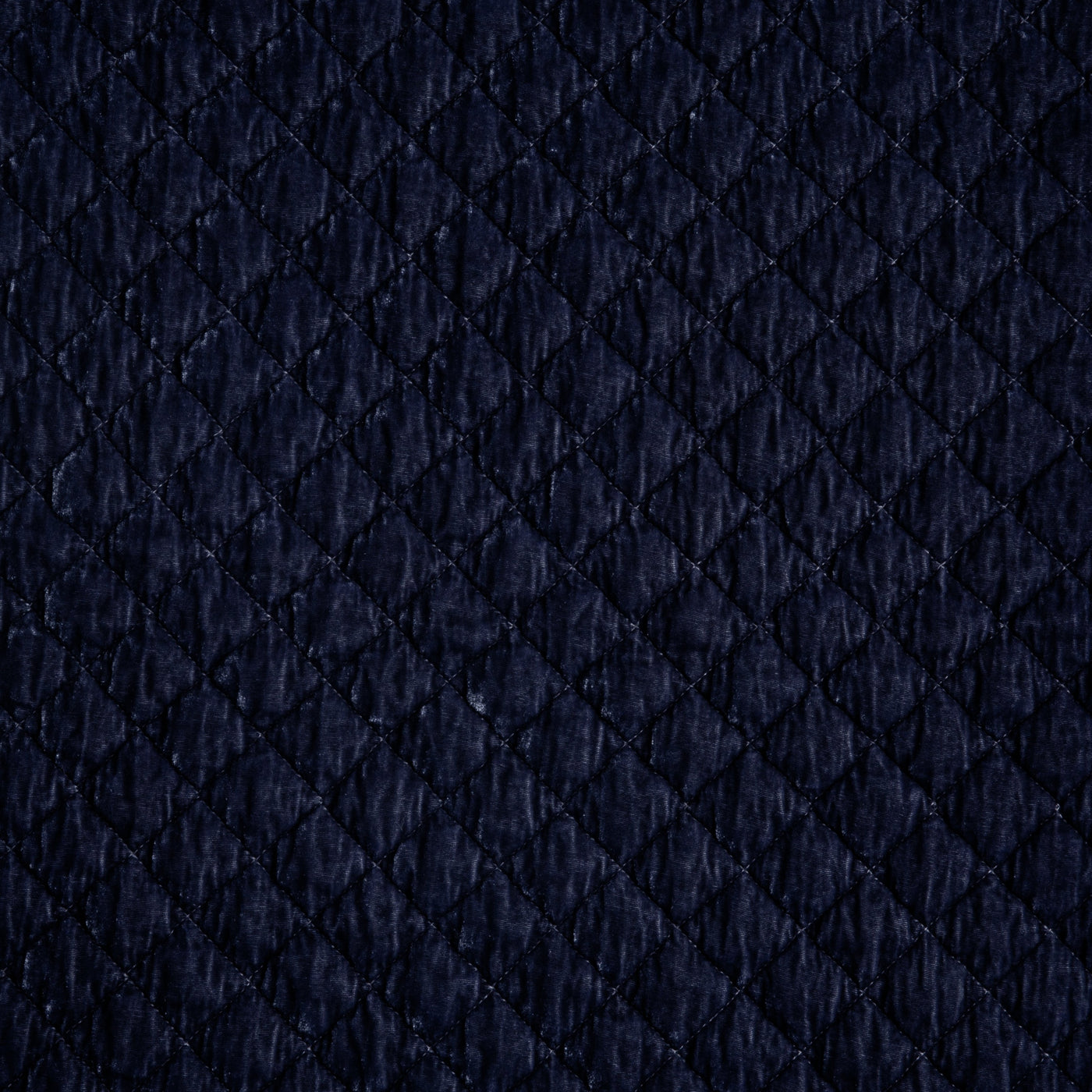 Close-up of French Lavender silk velvet quilted diamond stitching on Bella Notte sham.