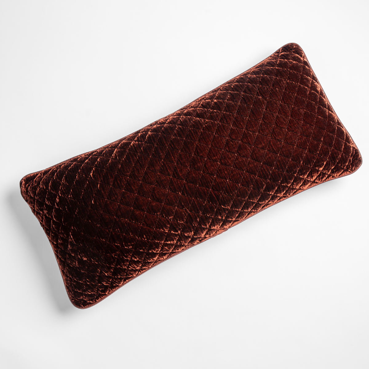 Bella Notte Silk Velvet quilted throw pillow in Autumn, diamond-stitched lumbar shape.