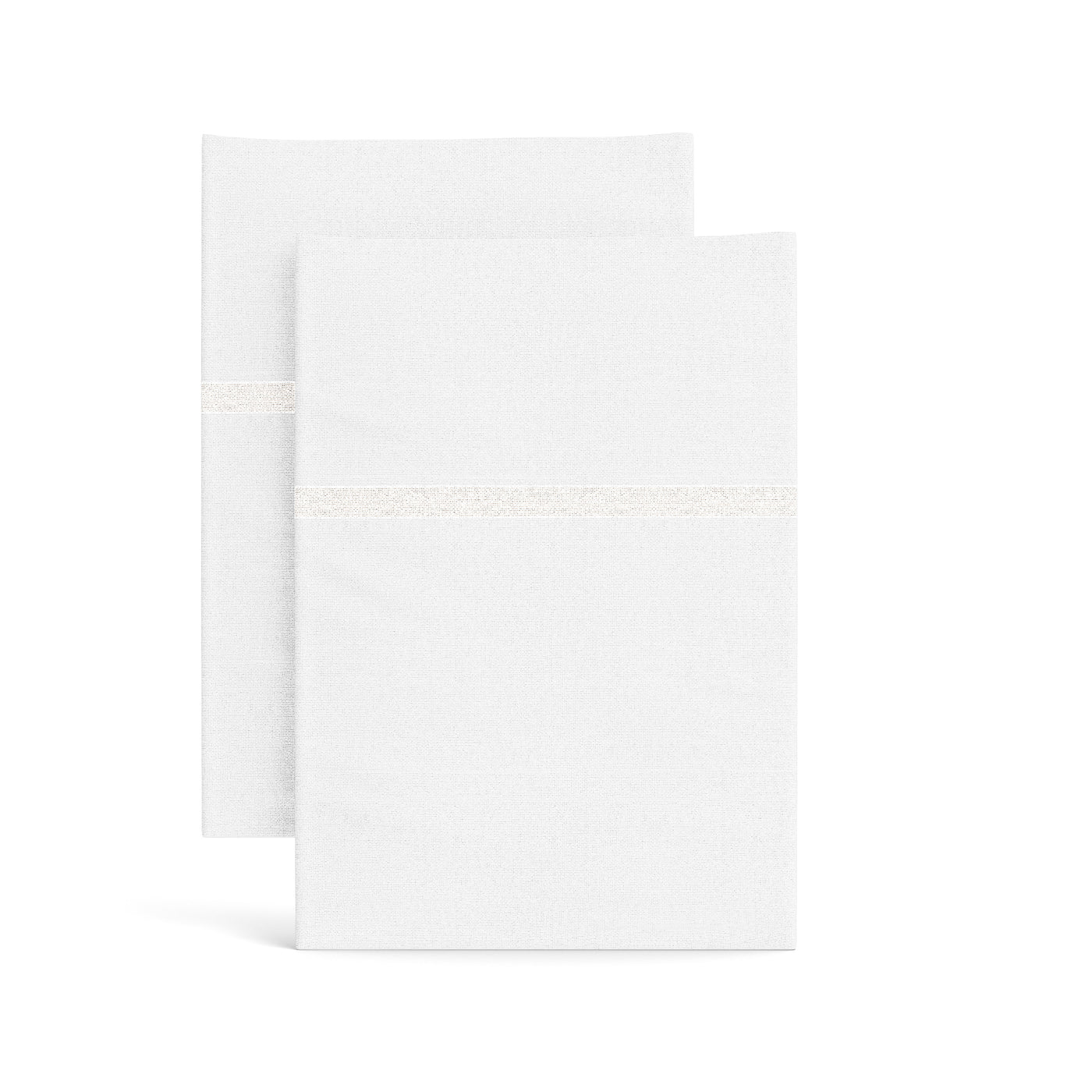 Two white Ann Gish Silk Trim pillowcases stacked, showing delicate trim detail.