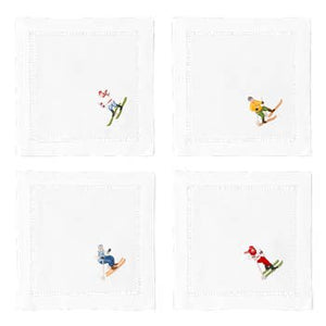 Photo of the Skiers Cocktail Napkins ensemble.