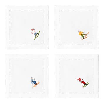 Photo of the Skiers Cocktail Napkins ensemble.