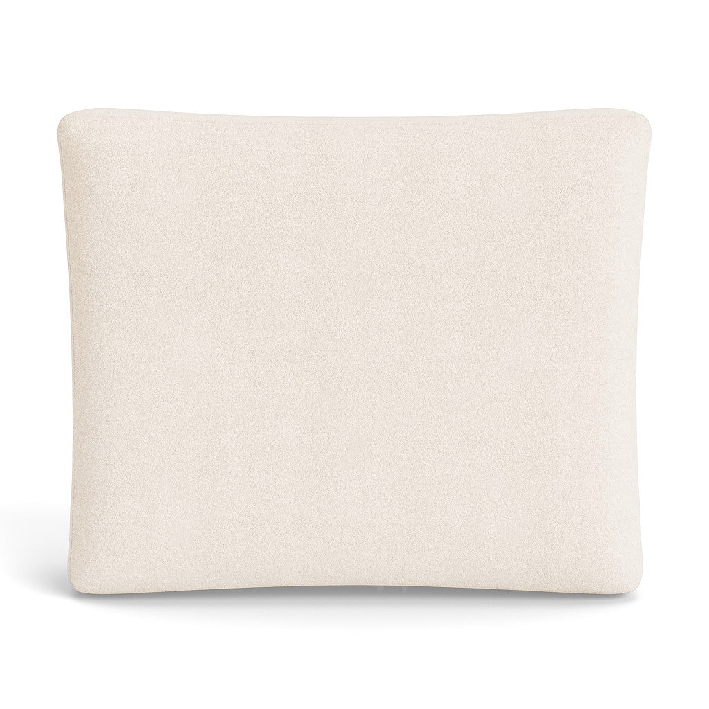 Ivory textured box pillow, three-quarter view showing plump profile and fabric weave.