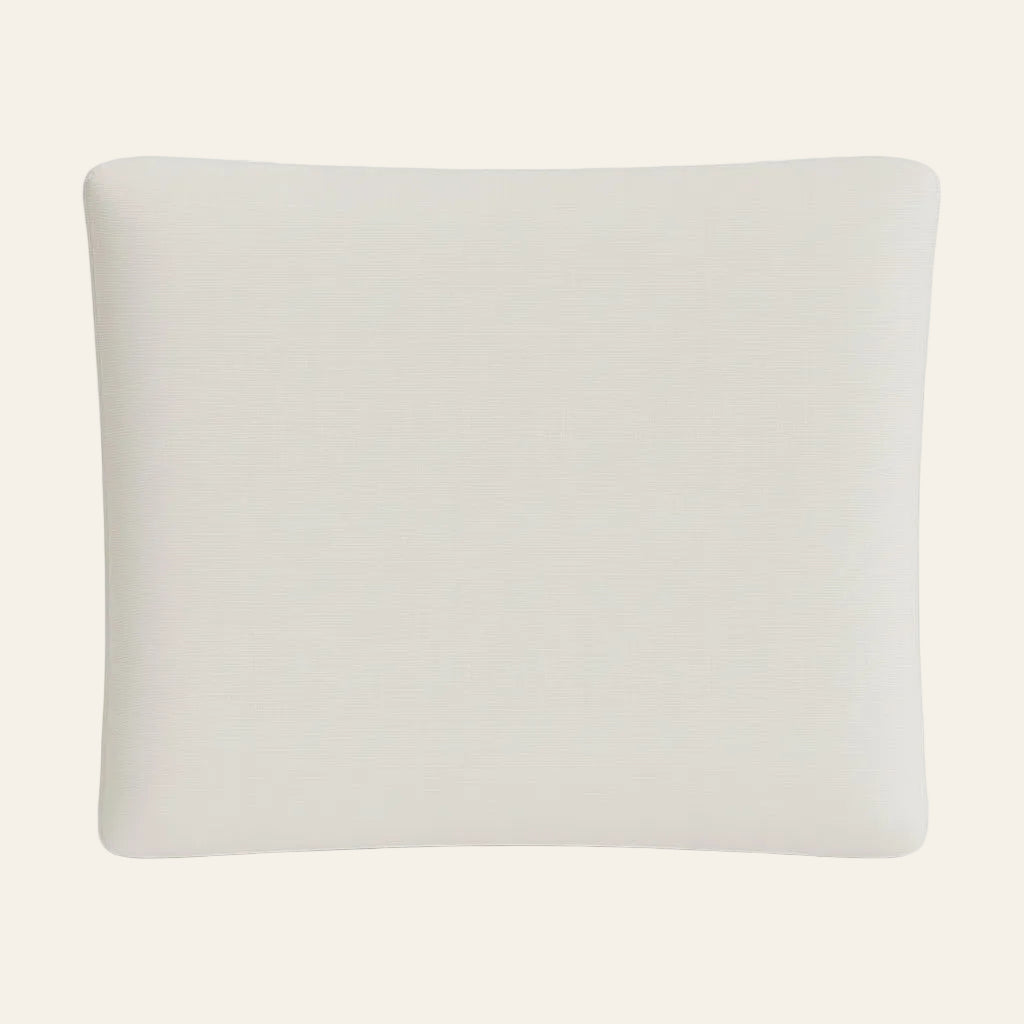 Ann Gish Strata box pillow in ivory with smooth fabric and structured silhouette.