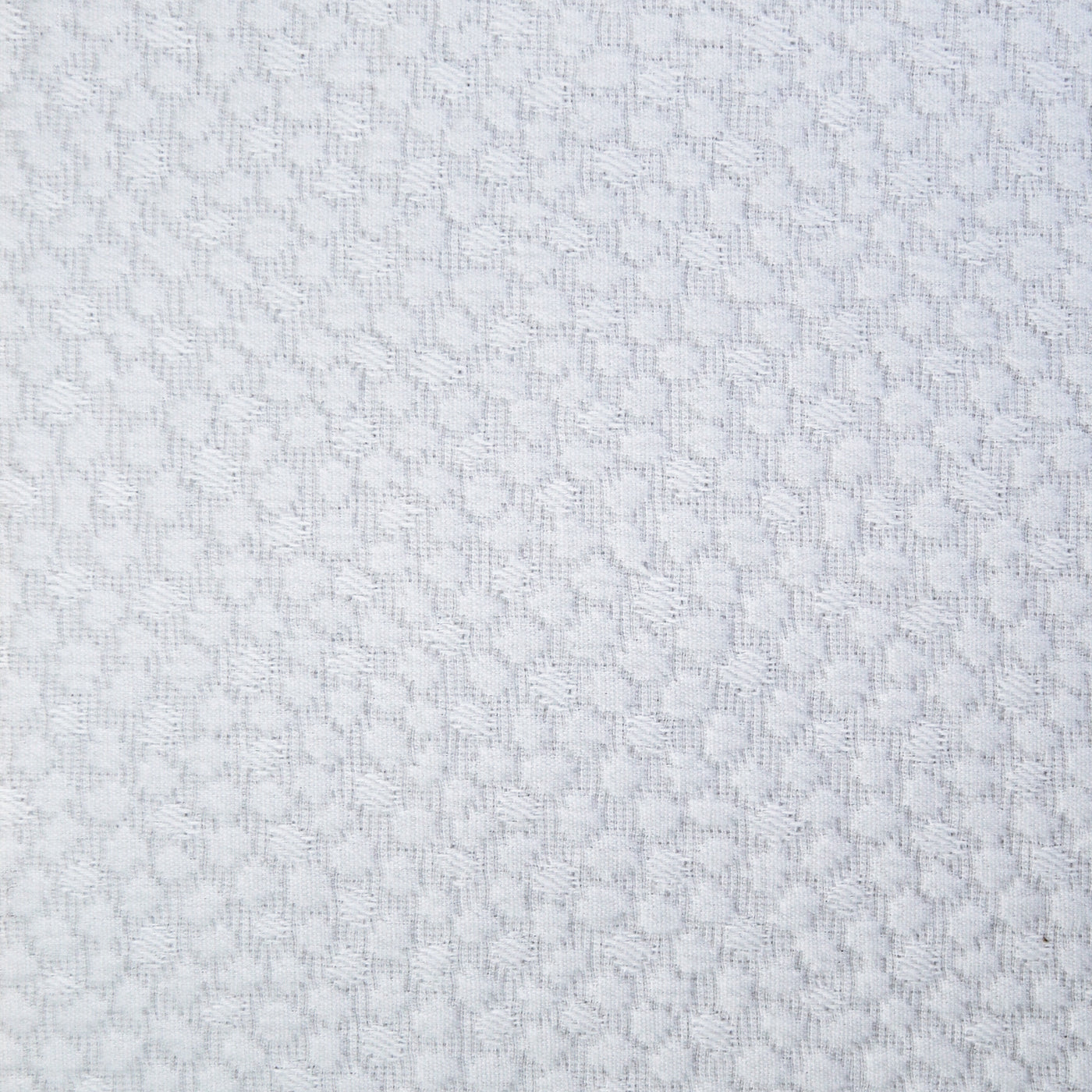 Close-up of Ann Gish Bubble matelassé coverlet in white, showing raised honeycomb texture detail.