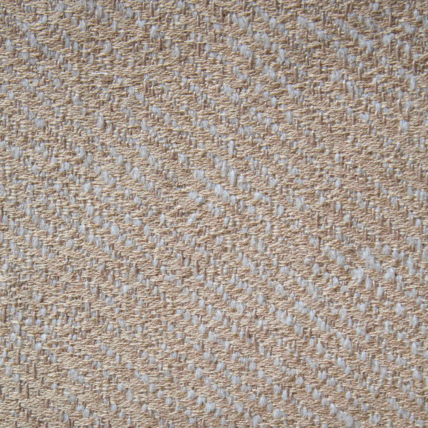 Close-up of Ann Gish Chino fabric weave in champagne with silver herringbone texture detail.