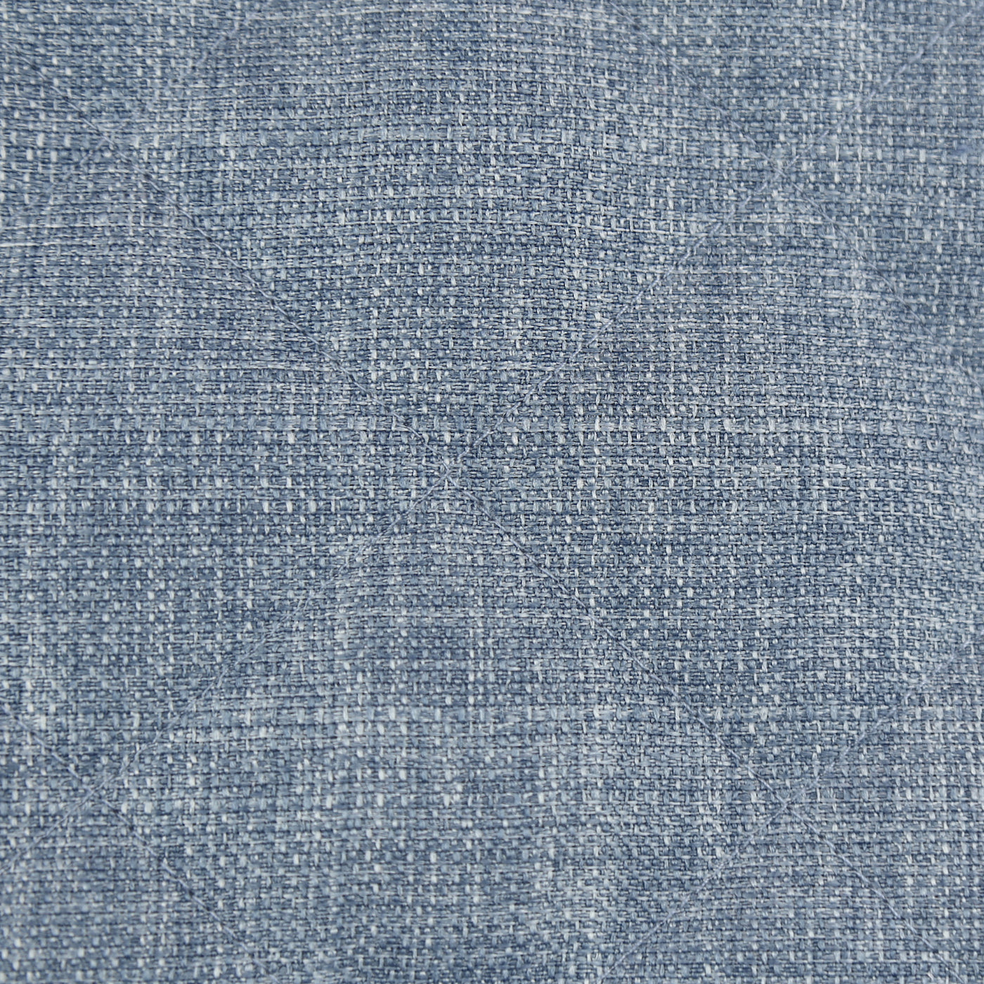 Close-up of Ann Gish Faux Linen Coverlet Set fabric weave in dusty blue.
