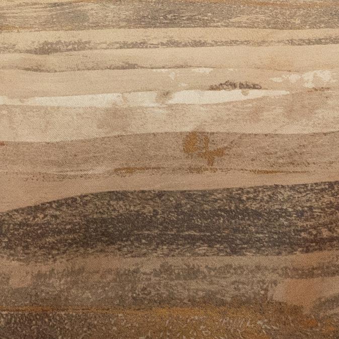 Close-up of Ann Gish Horizon duvet cover showing layered sand and taupe brushstroke texture.