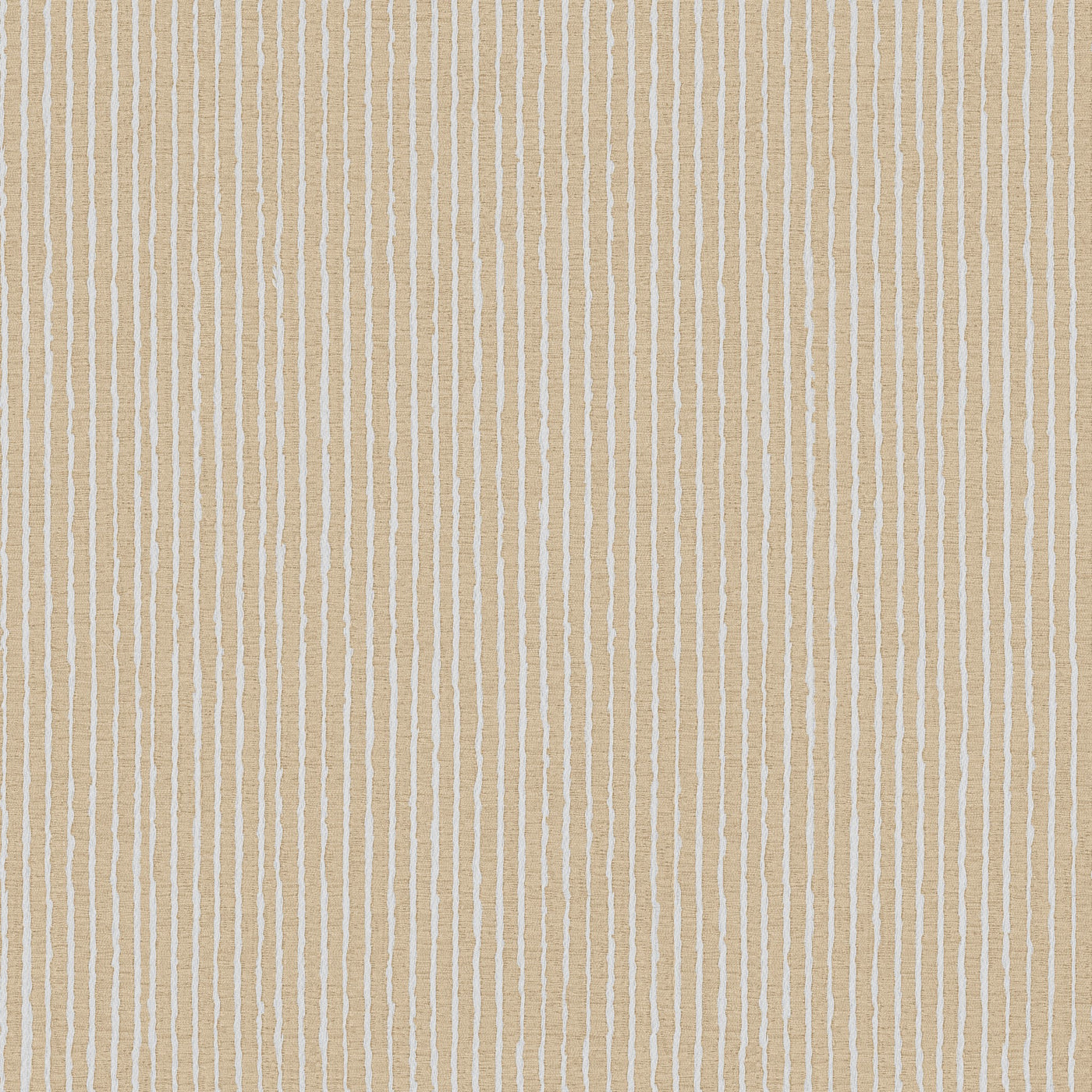 Close-up of Ann Gish Lamina coverlet fabric in honey, showing textured vertical stripe weave.