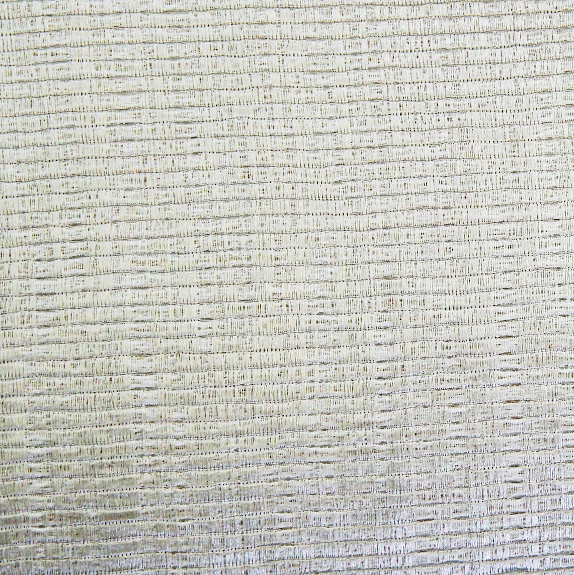 Close-up of Ann Gish Strata fabric weave in ivory, showing textured crosshatch linen pattern.