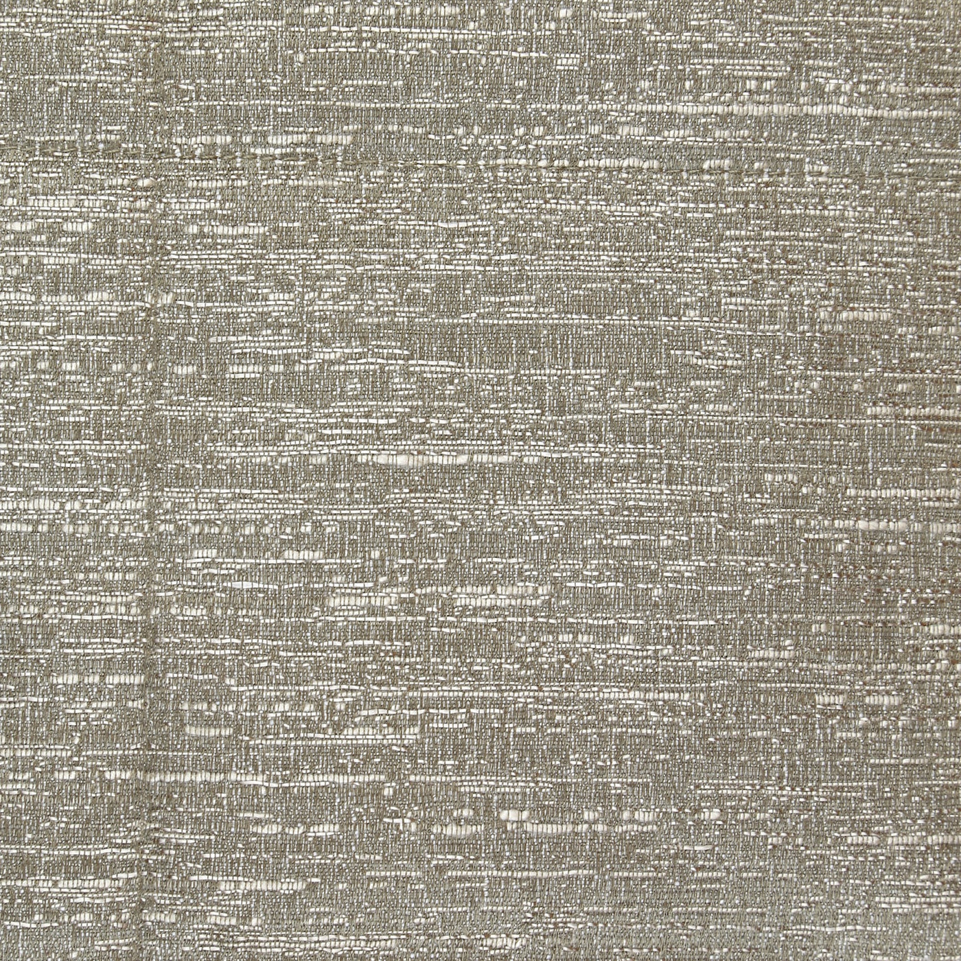 Close-up of Ann Gish Stria fabric in taupe with silver metallic woven texture detail.