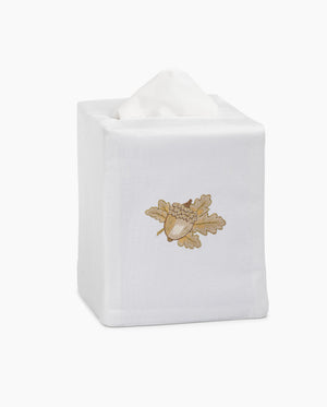 Photo of the Acorn Gold Tissue Box Cover ensemble.