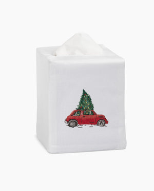 Photo of the Christmas Tree Car Tissue Box Cover ensemble.