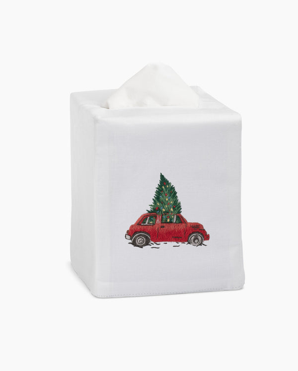 Photo of the Christmas Tree Car Tissue Box Cover ensemble.