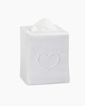 Photo of the Flower Heart White Tissue Box Cover ensemble.
